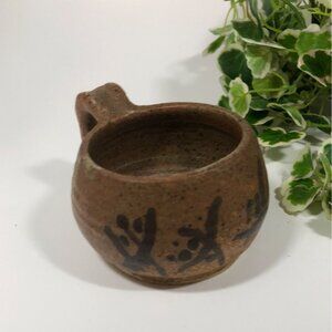 Rustic Handmade Stoneware Mug Earthy Brown Cup Signed SG Pottery